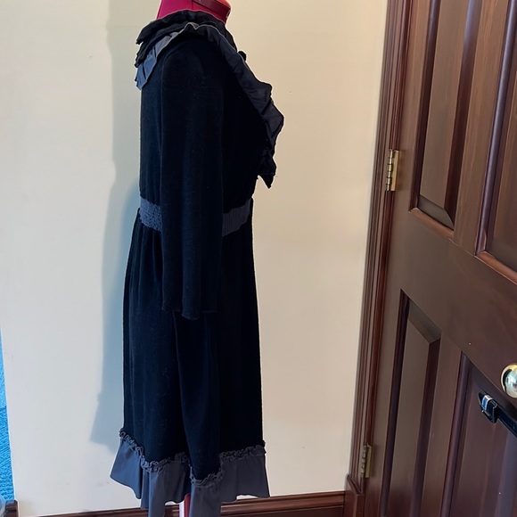 Forla Paris designer Ruffle dress Black Gray Light Knit size small - Picture 5 of 8